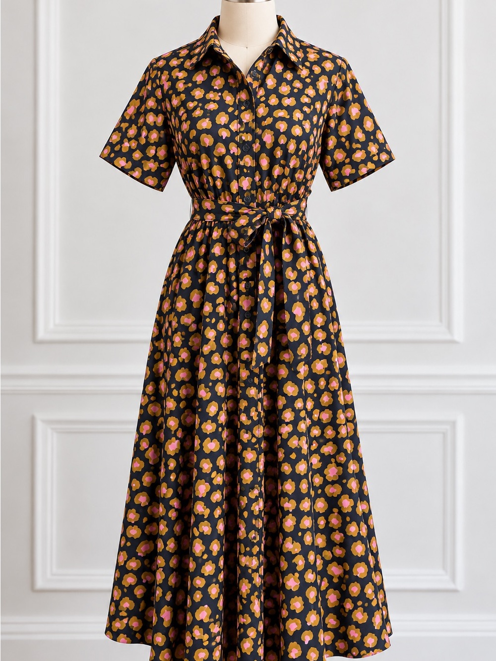 J.Crew Leopard Print Belted Midi Shirtdress Size 6